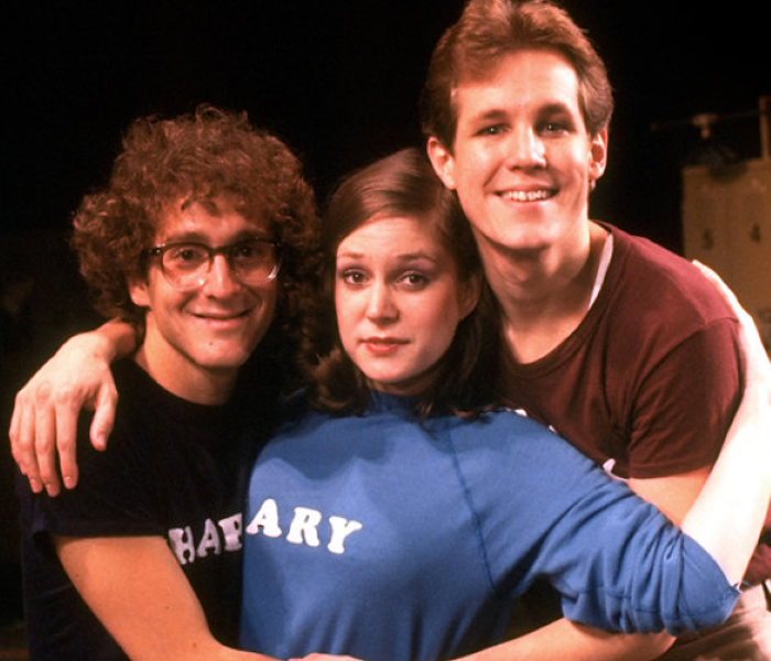 Lonny Price, Ann Morrison and Jim Walton in the original Broadway production of Merrily We Roll Along