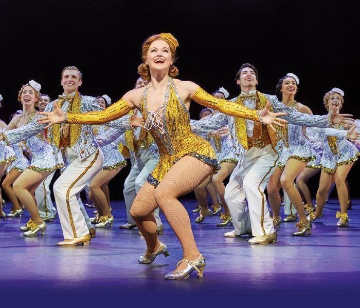The cast of 42nd Street at London's Theatre Royal, Drury Lane, which is streaming this weekend. Photo by Sophie Thomas.