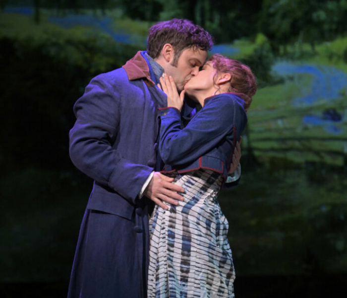 Justin Mortelliti and Mary Mattison in TheatreWorks Silicon Valley's musical adaptation of Pride and Prejudice, which is streaming this weekend for free. Photo by Kevin Berne.