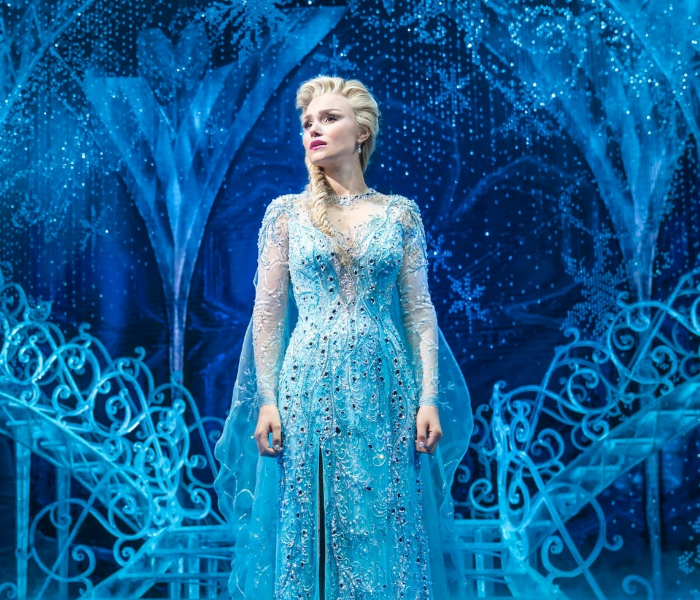 Samantha Barks in Frozen, which was recorded live onstage in London and starts streaming on Disney+ this weekend. Photo by Johan Persson.